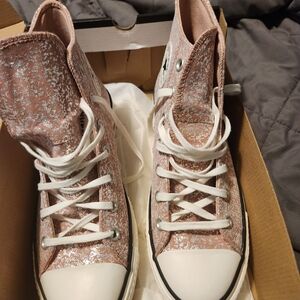 Converse Women's Glittery Pink High-Tops
